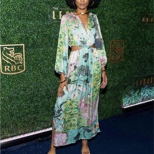 Zara Floral Maxi Dress with Cutouts